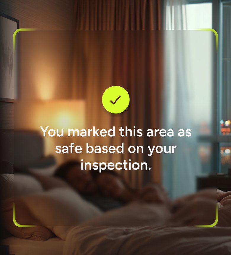 The app confirming an area was marked as safe
